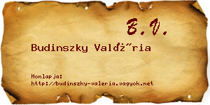 Budinszky Valéria névjegykártya